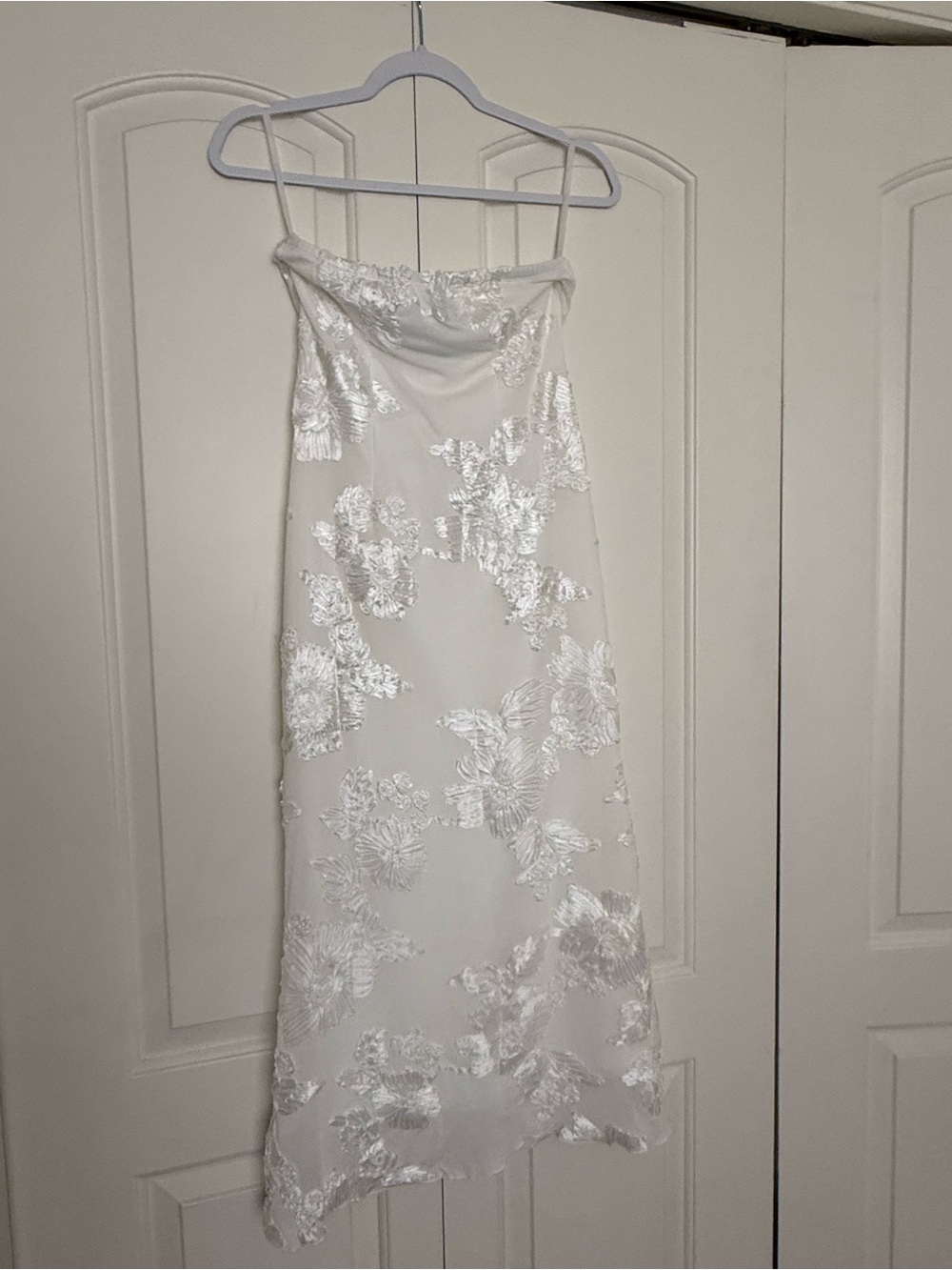 White Floral Lace Slip Dress - Women's Elegant Evening Dress